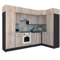 Bucatarie de Colt BIG GENA NEW ST. 150-290, Wenge / Decor 3025